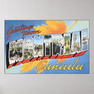 Póster Saludos desde Mantreal Canada, Vintage
