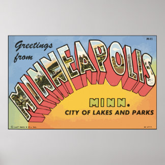Póster Saludos desde Minneapolis Minn, Vintage