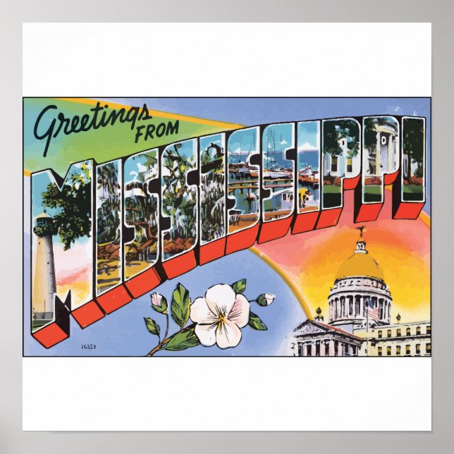 Póster Saludos desde Mississippi, Vintage (Frente)
