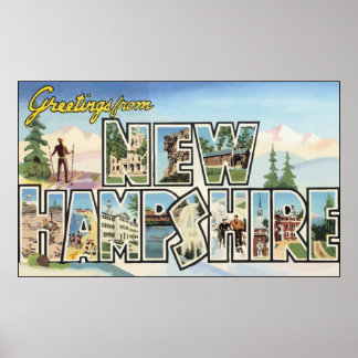 Póster Saludos desde New Hampshire, Vintage