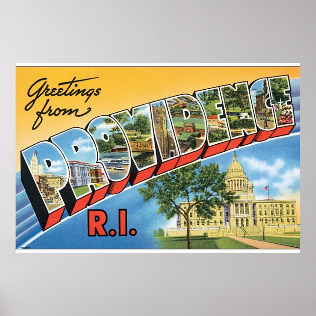 Póster Saludos desde Providence RI_Vintage Travel (Frente)