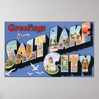 Póster Saludos desde Salt Lake City, Vintage