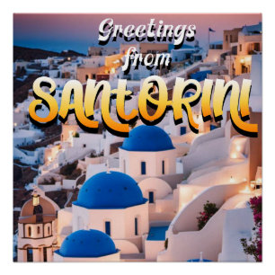 Póster Saludos desde Santorini