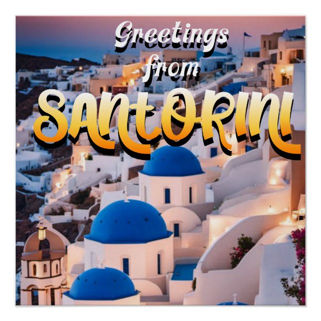 Póster Saludos desde Santorini (Anverso)
