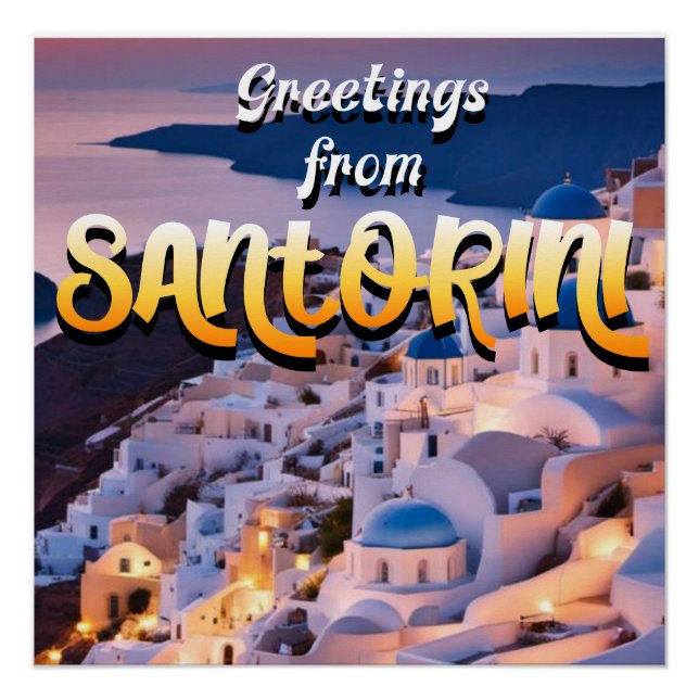Póster Saludos desde Santorini (Anverso)