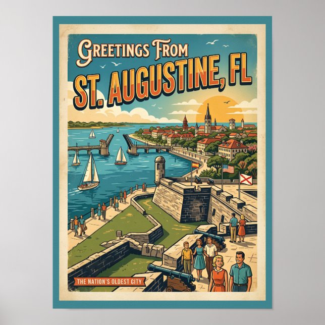 Póster Saludos desde St Augustine Retro (Frente)
