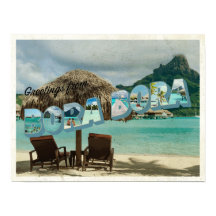 Saludos desde tarjeta antigua de Bora Bora