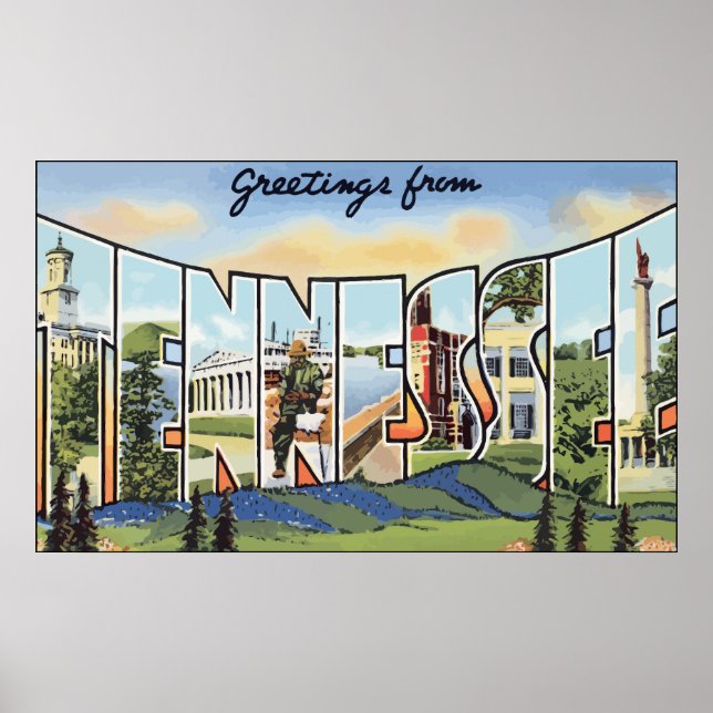 Póster Saludos desde Tennessee, Vintage (Frente)