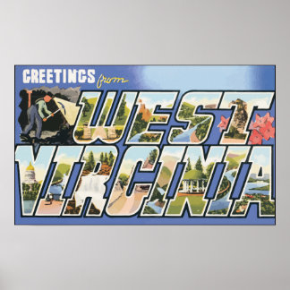 Póster Saludos desde Virginia Occidental, Vintage
