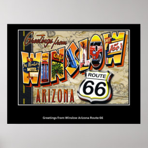 Póster Saludos desde Winslow Arizona Ruta 66