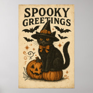 Póster Saludos espeluznantes de Halloween vintage