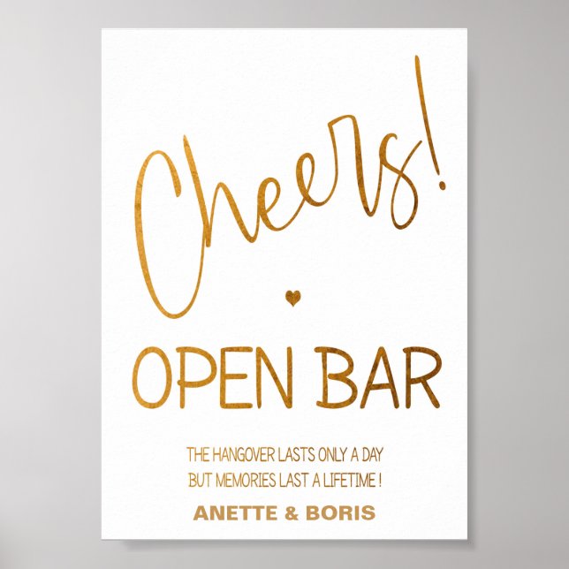 Póster Saludos Firma del boda de barra abierta 5x7 poster (Frente)