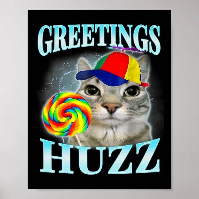 Póster Saludos Huzz Meme divertido de jerga de la Generac (Frente)