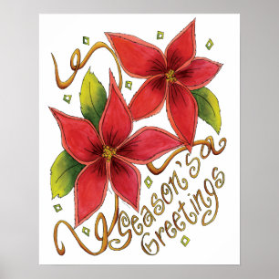 Póster Saludos lindos de la temporada de Navidad con poin