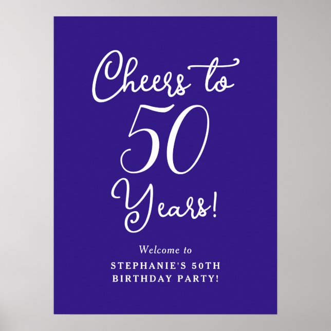 Póster Saludos morados a 50 años Bienvenidos a los 50 año (Frente)