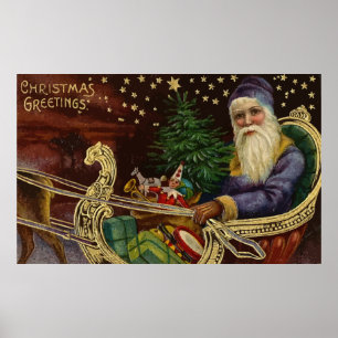 Póster Saludos navideños vintage