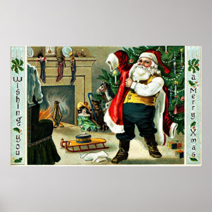 Póster Saludos navideños vintage