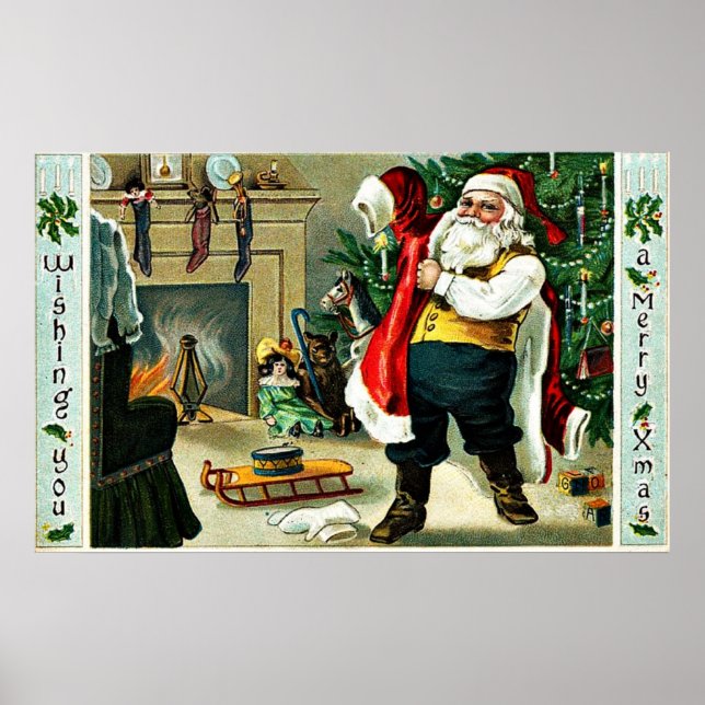 Póster Saludos navideños vintage (Frente)