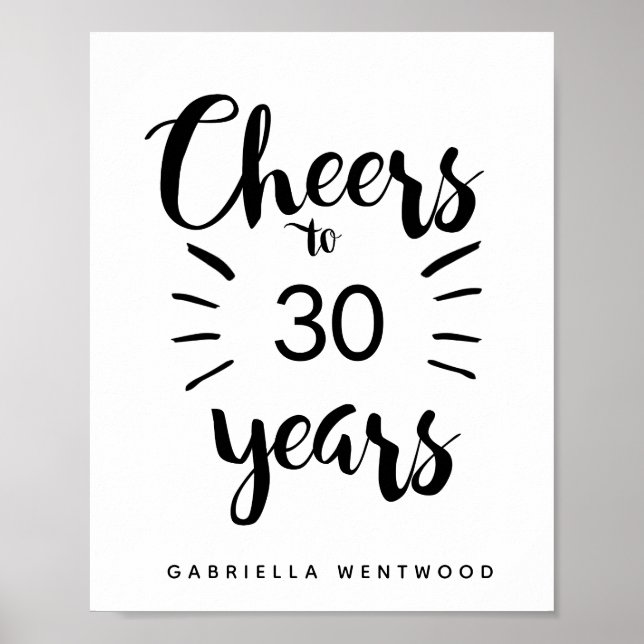 Póster Saludos personalizados a 30 años (Frente)