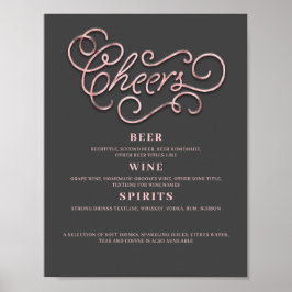 Póster Saludos Rosa Boda de oro Rótulo de bar