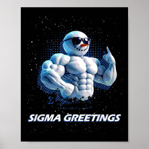 Póster Saludos Sigma Hermano Muñeco de Nieve Rizz Feliz N