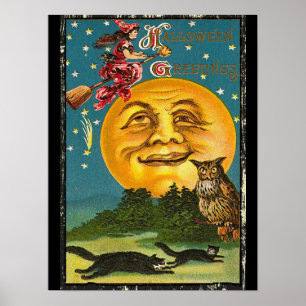 Póster Saludos vintage de Halloween
