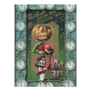 Póster Saludos vintage de Halloween de principios del sig