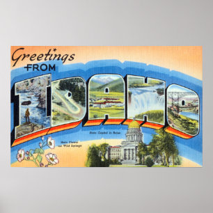 Póster Saludos Vintage De Idaho Travel