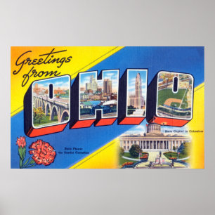 Póster Saludos Vintage De Ohio Travel