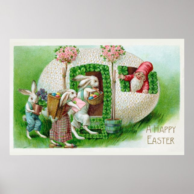 Póster Saludos vintage de Pascua (Frente)