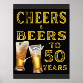 Póster Saludos y cervezas a 50 años de cosecha