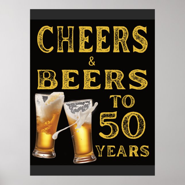 Póster Saludos y cervezas a 50 años de cosecha (Frente)