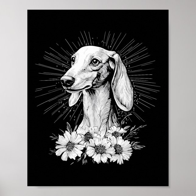 Póster Saluki Dog Lover Tatuaje estilo retro _1 (Frente)