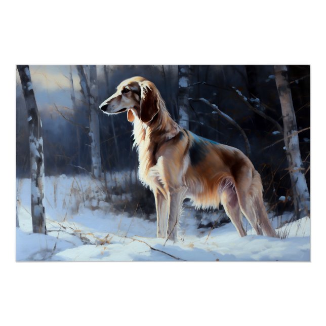 Póster Saluki Let It Snow Navidades (Anverso)