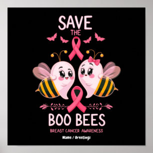 Póster Salva Las Abejas Boo Cáncer de Seno Mujeres Hallow