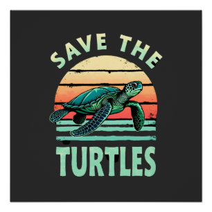 Póster Salva Las Tortugas Amante De Mascotas De Tortugas