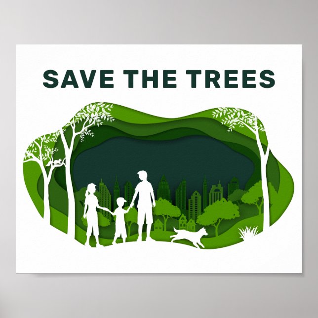 Póster Salva Los Árboles Parque Familiar Verde Eco (Frente)