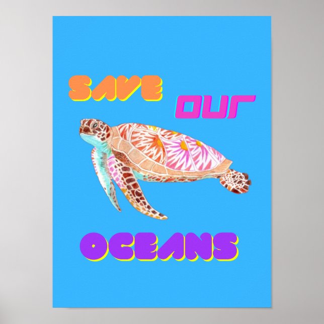 Póster Salva Nuestra Tortuga Oceánica  (Frente)