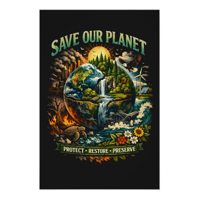 Póster Salva Nuestro Planeta (Anverso)