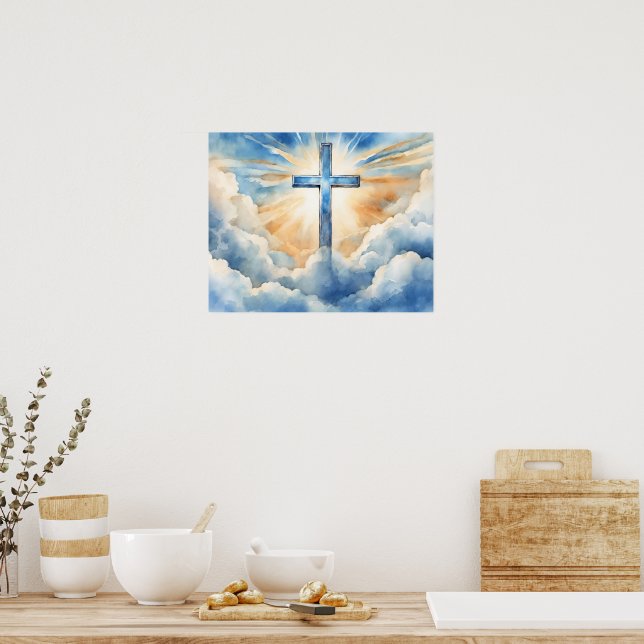 Póster Salvación, Cruz en las Nubes, (Cocina)