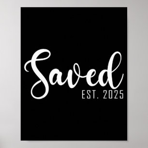 Póster Salvado Est. 2025 Bautismo Cristiano Mujeres Niñas