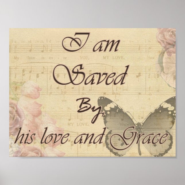 Póster Salvado por su amor y gracia (Frente)