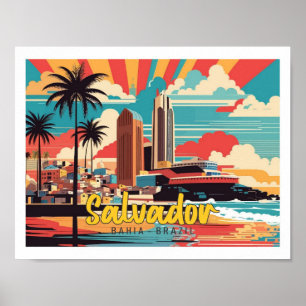 Póster Salvador Bahia Brasil: Ilustracion de viajes de ar