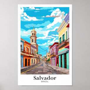 Póster Salvador Brasil: Ilustracion de viajes artístico v