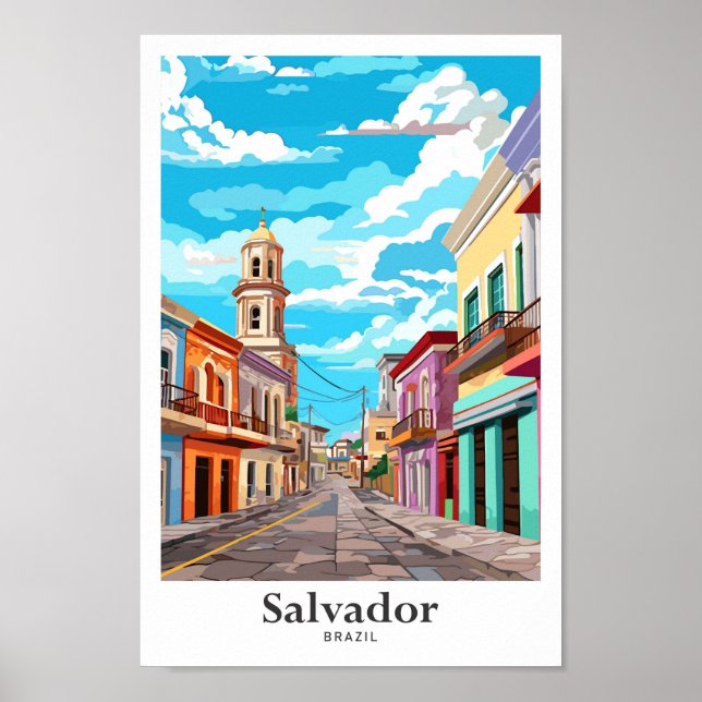 Póster Salvador Brasil: Ilustracion de viajes artístico v (Frente)