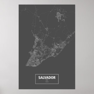 Póster Salvador, el Brasil (blanco en negro)