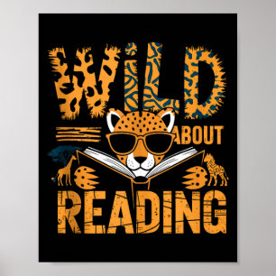 Póster Salvaje por leer libros lector amante bibliotecari