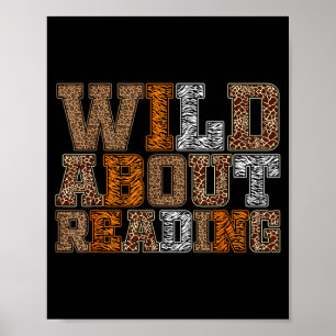 Póster Salvaje sobre la lectura libro de animales impreso