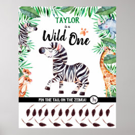 Póster Salvaje Un juego Safari Animal Zebra Primer cumple