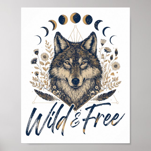 Póster "Salvaje y Libre" Boho Loba (Frente)